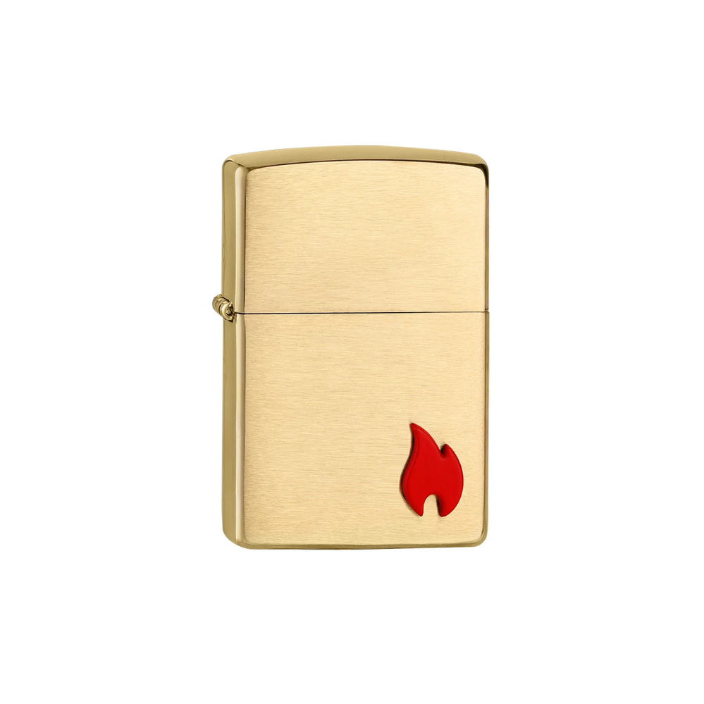 Зажигалка ZIPPO Classic из матовой латуни с эмблемой в виде пламени