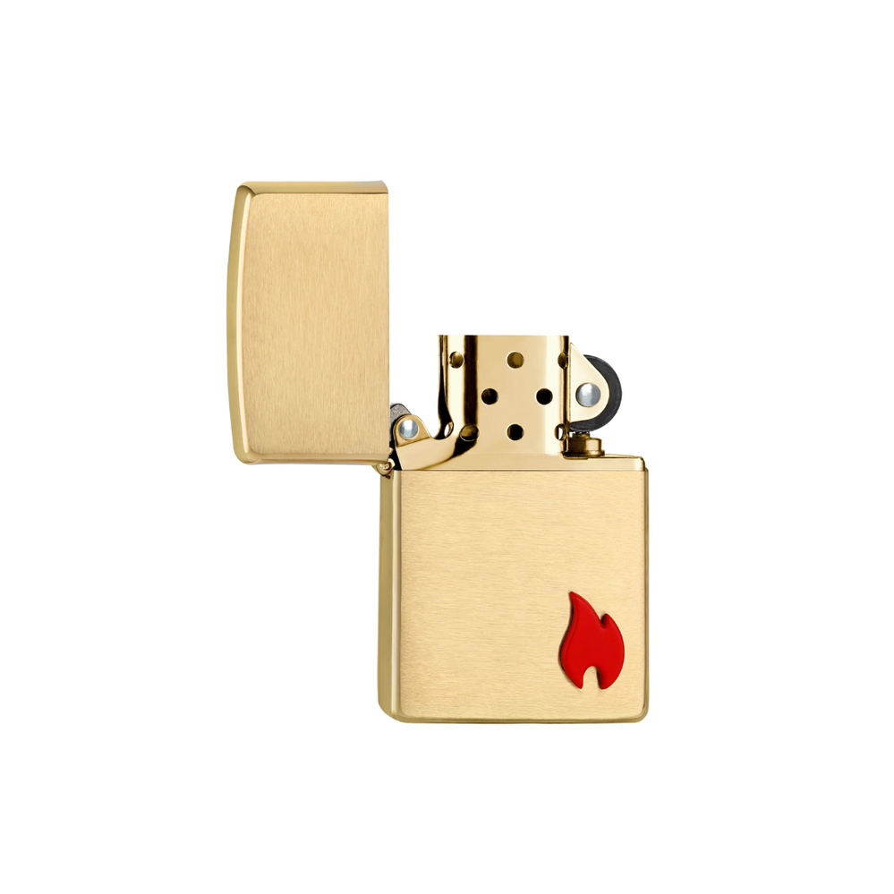 Зажигалка ZIPPO Classic из матовой латуни с эмблемой в виде пламени — изображение 2